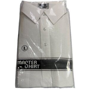 Master Shirt Mens White Button-Down Dress Shirt 80s Style Large New Old Stock
